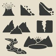 set of mountains icons