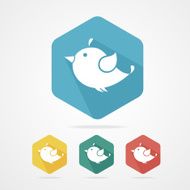 Vector Flat icon birds with long shadow
