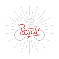 Abstract bicycle illustration with quote frame forms the word Bicycle N2