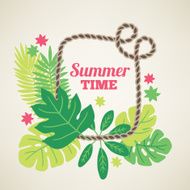Summer greeting card with tropical plants
