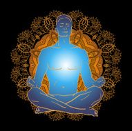man sitting in the lotus position doing yoga meditation N8