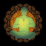 man sitting in the lotus position doing yoga meditation N9