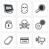 Hacker icons set Vector Illustration