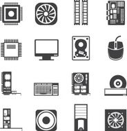 Silhouette Computer performance and equipment icons N4