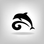 Emblem of a dolphin over the sea N10
