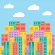 Big city concept Colorful skyscrapers and buildings