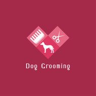 Flat pet grooming logo with dog N2