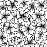 Beautiful seamless background in black-and-white style Blossoming branches of trees