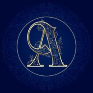 Vintage floral alphabet letter A