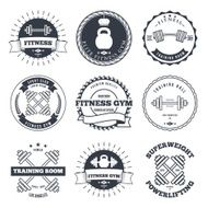 Bodybuilding and fitness gym logos Label emblems design elements N2