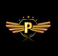Letter P winged crests logo Alphabet logotype design concept