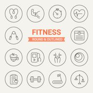 Set of round and outlined fitness icons