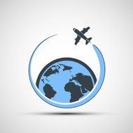 Logo airplane fly around the earth
