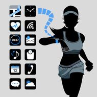Smart watch concept - fitness woman and icons N2