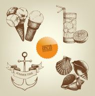 vintage hand drawn summer holiday illustrations