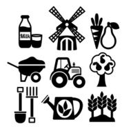 Farming harvesting and agriculture icons set