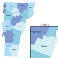 Vermont state - county map