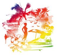vintage colorful summer scene