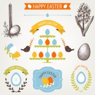 Vector collection of retro Easter icons N3