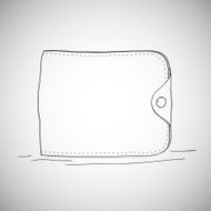 Closed wallet hand drawn sketch style on white background