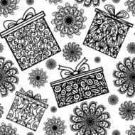 Holiday seamless pattern with snowflakes and gift boxes N2
