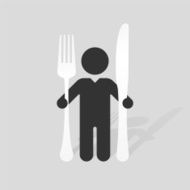 Simple silhouette with a large knife and fork