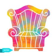Watercolor vector modern furniture armchair