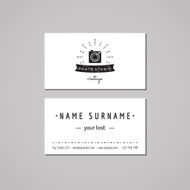 Photo studio business card design concept camera and ribbon