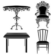 Vintage furniture set chair armchair wooden table