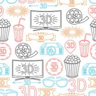 Seamless pattern of movie elements and cinema icons N7