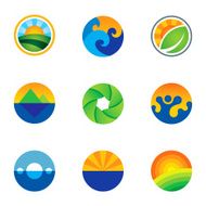 Force of nature beautiful circle landscape background logo icons set