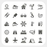 Summer holiday icons set