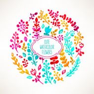 circle of watercolor flowers