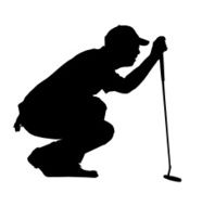 Golf Sport Silhouette - Golfer kneeling N2