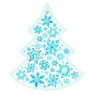 Watercolor snowflakes Christmas tree