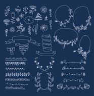 Big set of floral graphic design elements N23