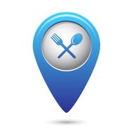 Map pointer with fork and spoon icon N2
