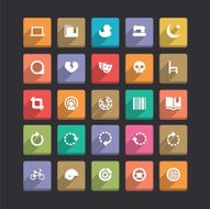 Trendy Vector Icons With Long Shadow Set 20 N2