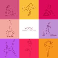 Yoga poses silhouette set