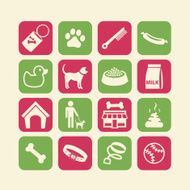 Dog life Icons set Red Green