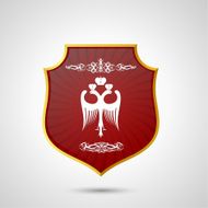 Vintage background with a red shield and two-headed eagle