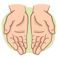 Character pair of hands with exposed palm request or donation N2