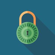 Colorful lock flat square icon with long shadows N2