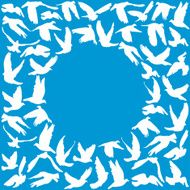 Frame for text Flying dove peace concept wedding design