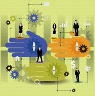 Cooperation vector design with colorful hands