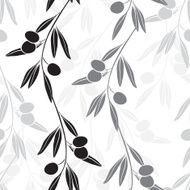 Seamless monochrome pattern with olive branches N2