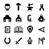 Blacksmith icons set &ndash; elegant series