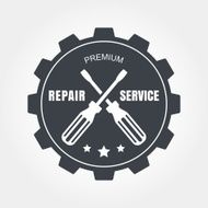 Vintage style car repair service label Vector logo design template N2
