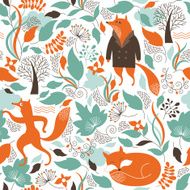 seamless pattern with the cute foxes N2