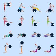 Fitness Ball Icons Set N2
